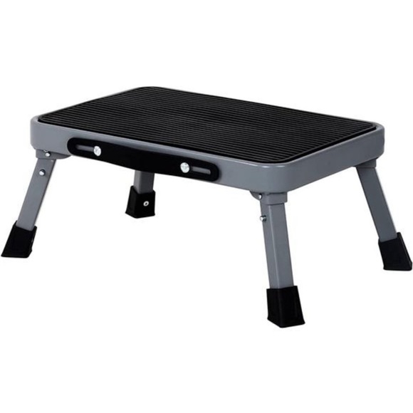 Step Stool, Non-Slip Large Steel 1-StepFolding Stools( Grey, 7inch Height) - Picture 1 of 6